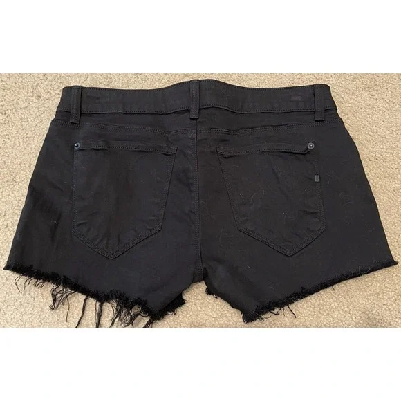 Genetic Los Angeles Black Stevie‎ w/Stripe Black Fringe Hem Short Shorts Size 28 - Picture 4 of 6